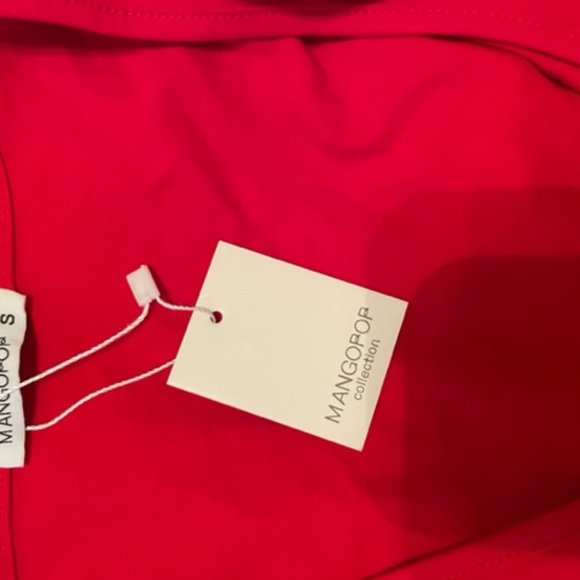 MangoPop Red Women's Cross Wrap Plunge Long Sleeve Top Size SMALL NWTs - Picture 6 of 7